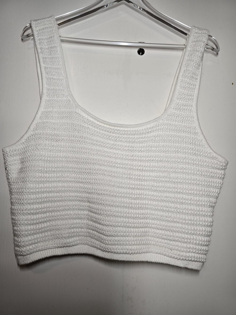 H&M White Cropped Ribbed Tank Top